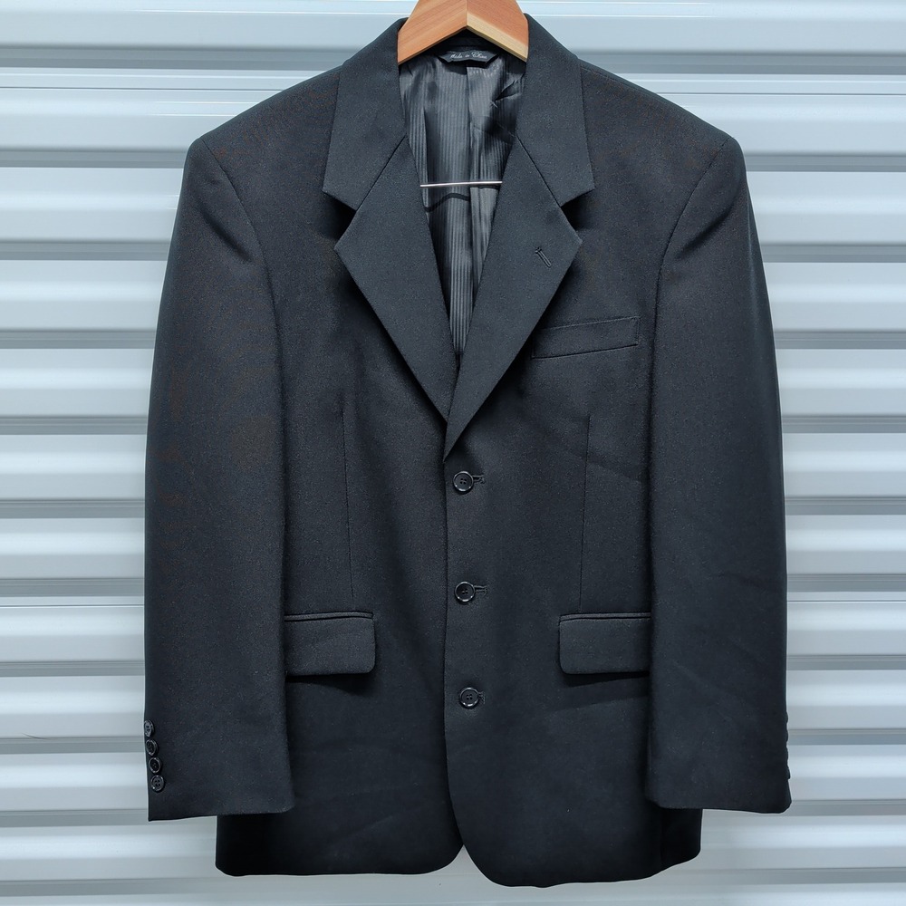 Gino Cappeli Blazer Size 38R Mens Black 3-Button Suit Jacket Designer Collection